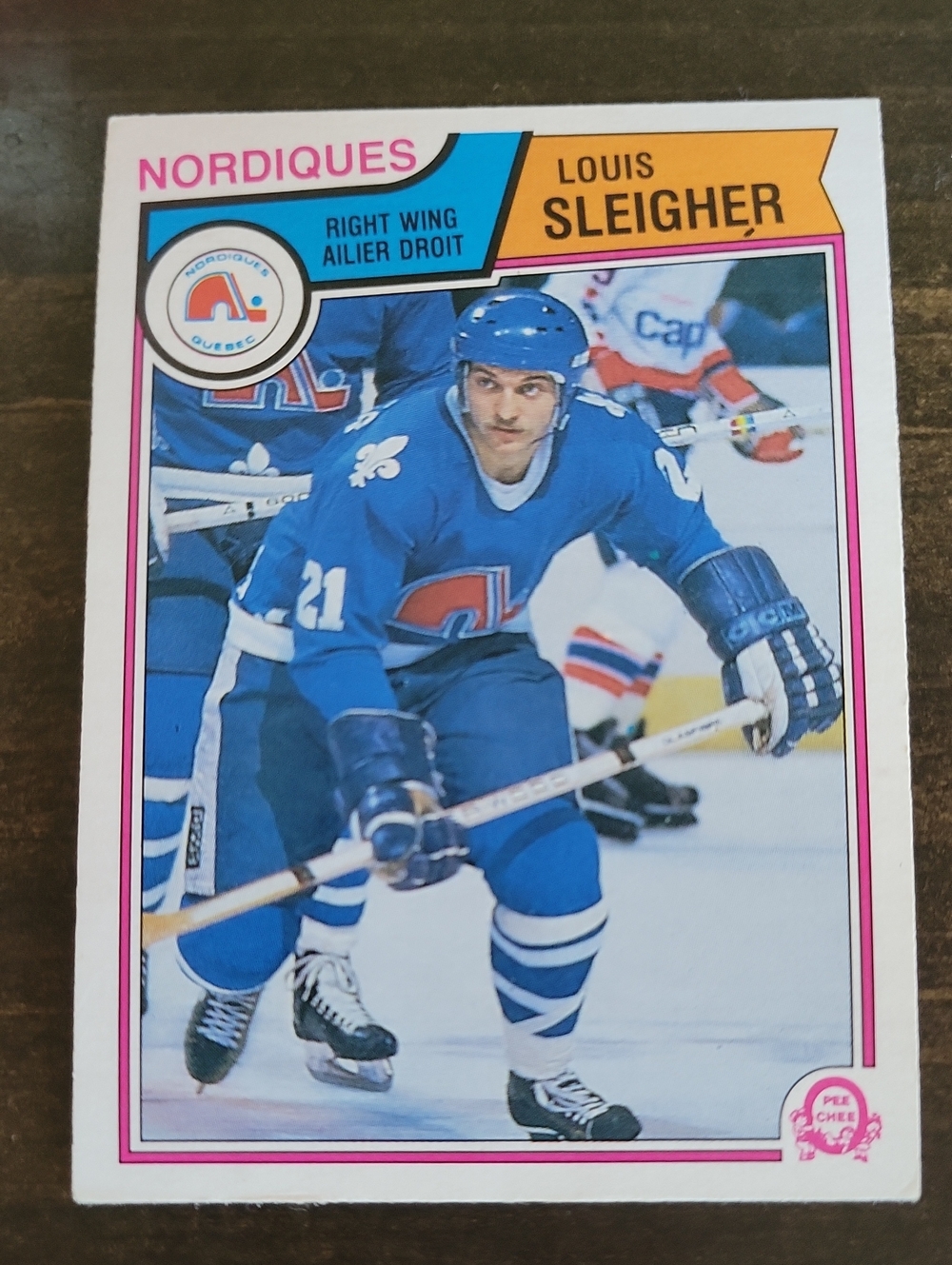 1983/84 OPC Nordiques Louis Sleigher Hockey Card - Blue Jersey